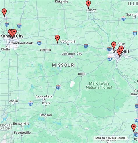 Missouri Casinos: Map of Places to Gamble at in Missouri.